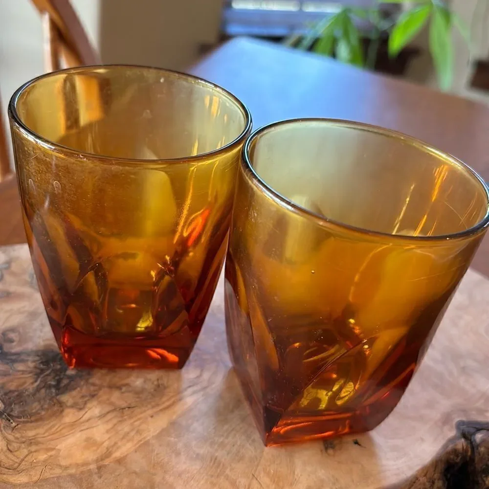 Mid Century Vanity Amber by Colony On the Rocks Barware Glasses
